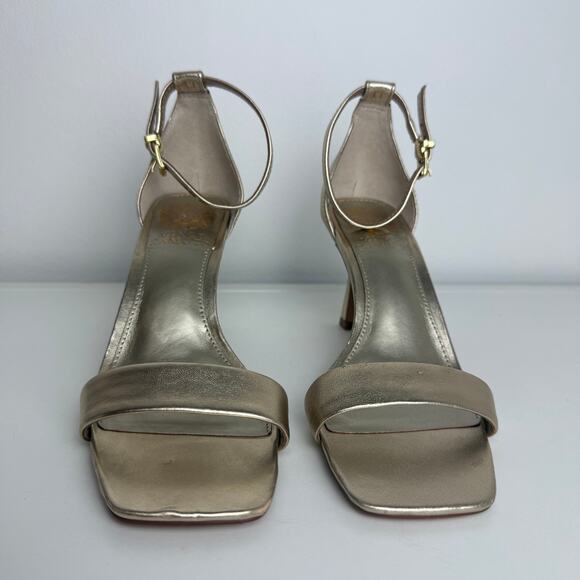 Vince Camuto Womens Enella Ankle Strap Square Toe Gold Sandals Stiletto Heels 6M - Picture 6 of 12